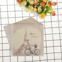 20pcspack disposable tableware vintage flower tower bike printed table paper napkins wedding birthday party decor tissue