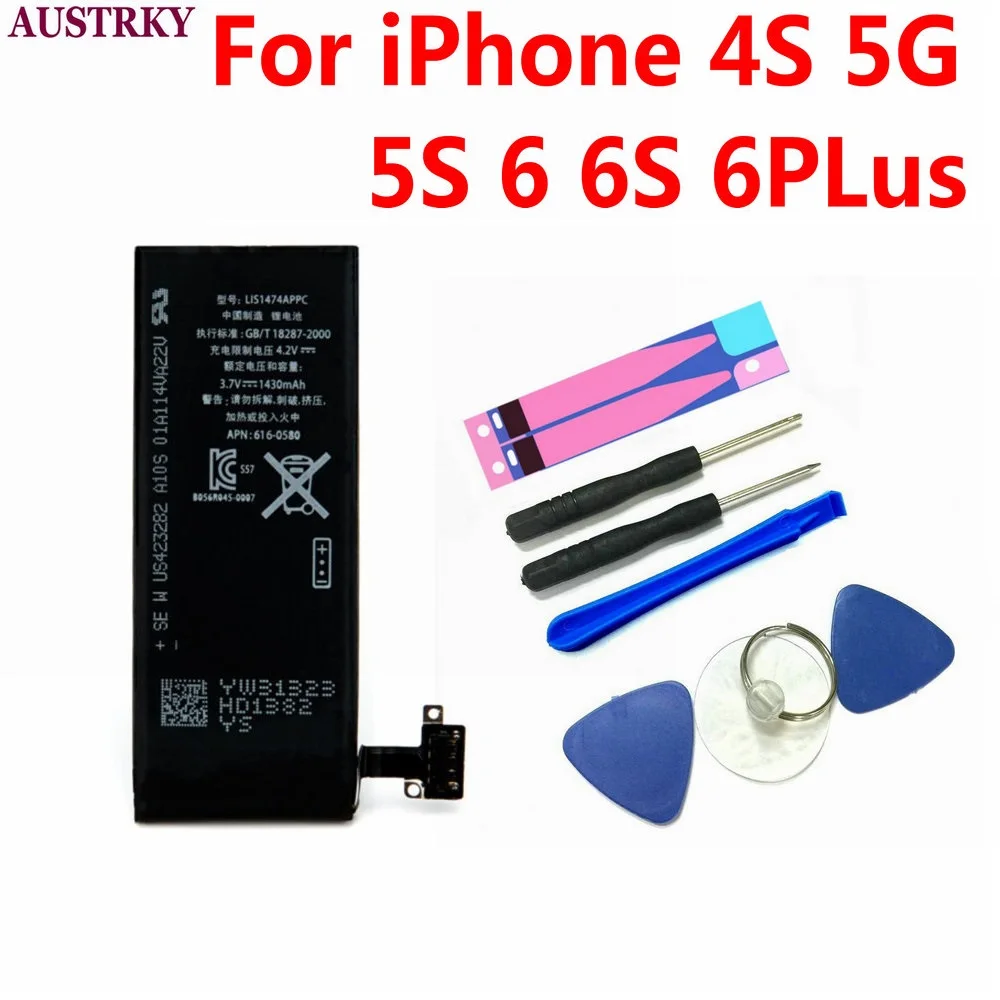 AUSTRKY батарея для iPhone 6 6S плюс 5S 5G 4S оригинальный акумуляторная замена мА/ч.