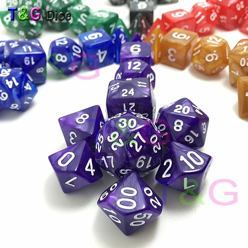 NEW Plastic Polyhedral Dice with Marbled effect D4 D6 D8 3xD10 D12 D20 D24 D30 10pcs Digital | Спорт и развлечения