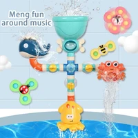 bath toys diy pipes tubes with spinning waterfall water spout bathtub toy giraffe crab model faucet shower spray dropshipping