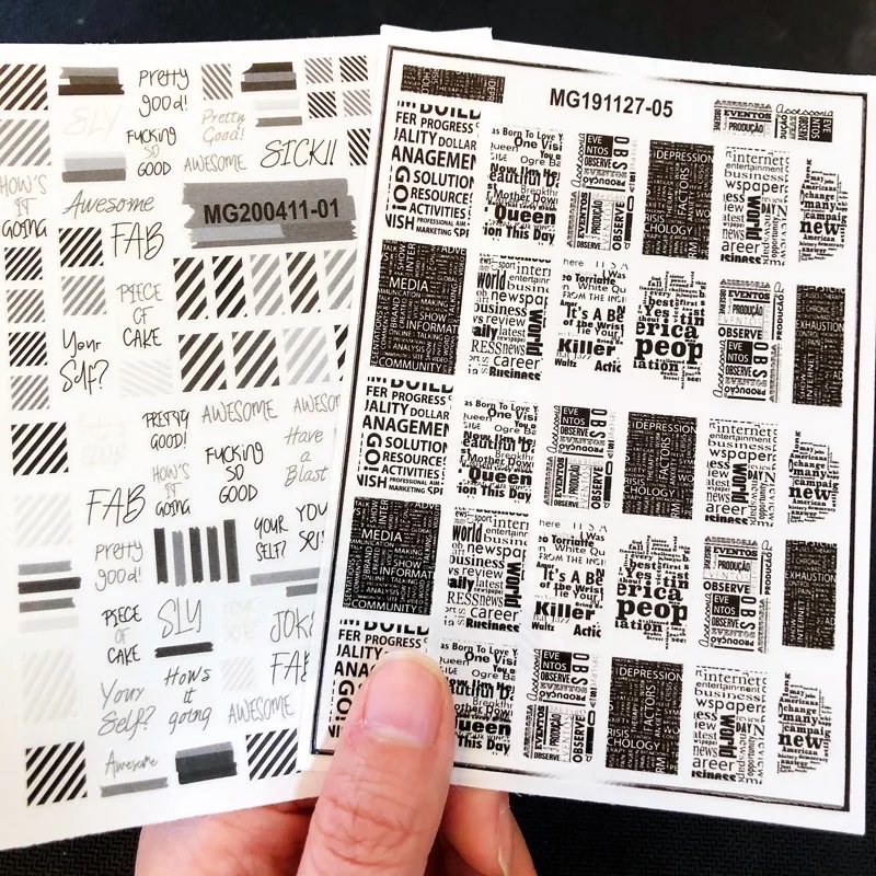 

Newest fashion lettering design nail art sticker decal stamping back gule DIY decoration for nail art tools HL245