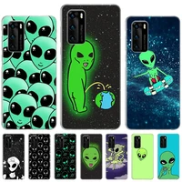 lovely funny alien case for huawei p50 p40 p30 p20 p10 lite printing pattern cover for huawei mate 20 10 pro anti fall coque