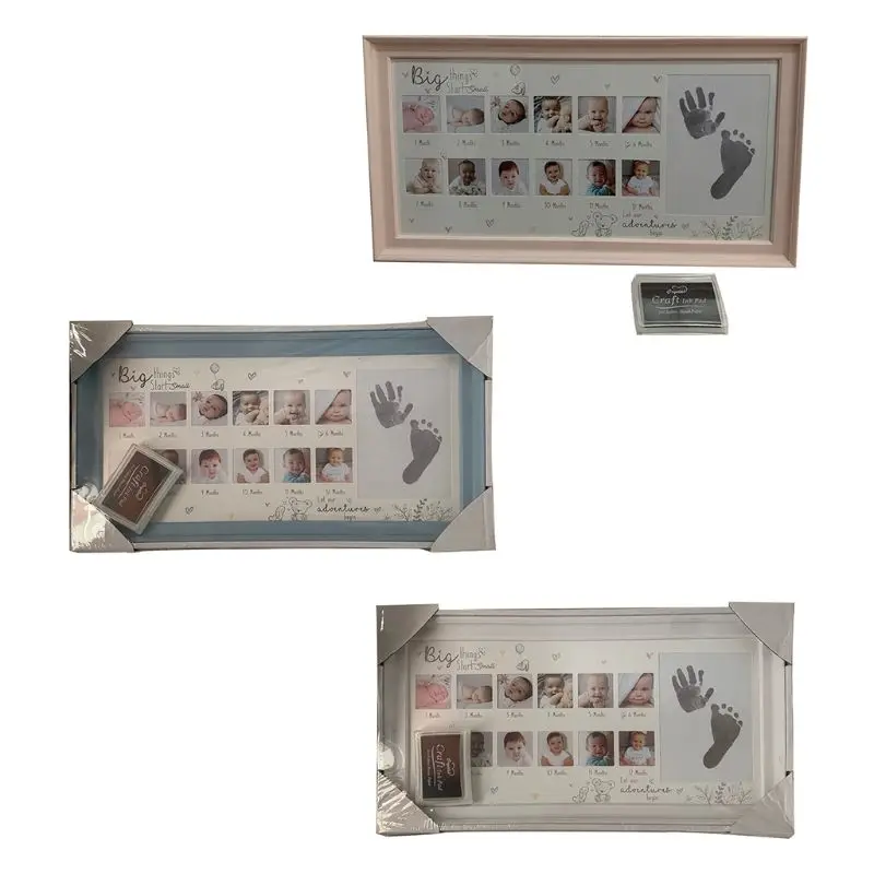 

Baby 12 Months Hand Foot Print Commemorative Photo Frame Newborn Growth Record