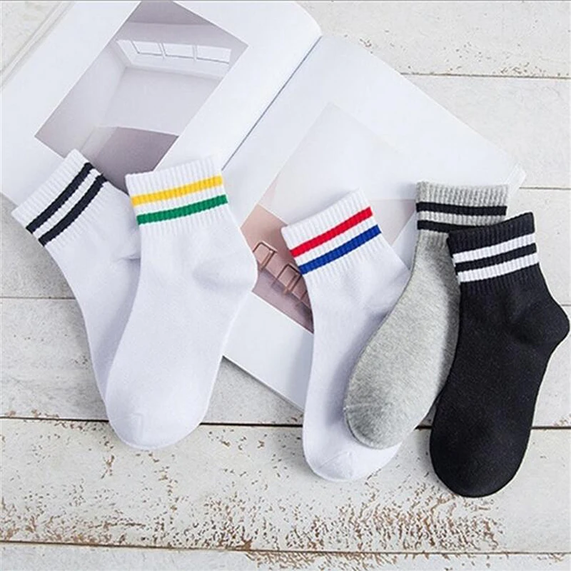 Носки женские/мужские спортивные дышащие в полоску летние для