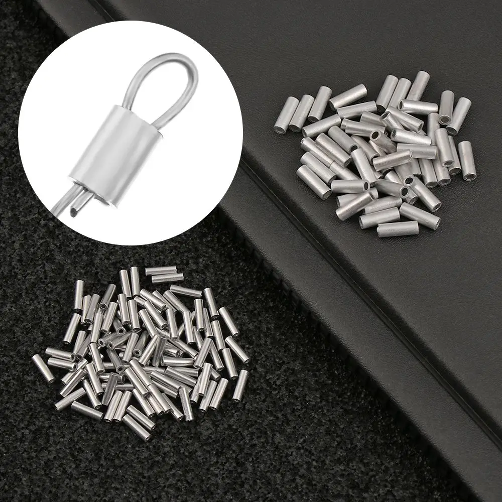 100pcs/lot White Round Real Aluminum Tube Wire Pipe Crimp Sleeves Sea Fishing Line Tube accessories