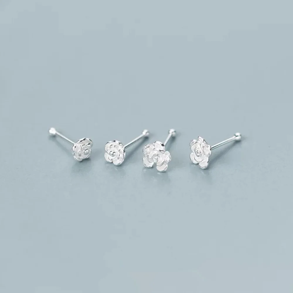 Серьги-гвоздики из стерлингового серебра 925 пробы для носа маленькие квадратные