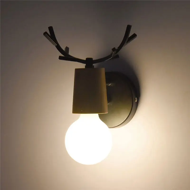 

Black Loft Antique Iron Simple Antlers Wall lamp American country Retro Restaurant Bar Corridor Aisle Wall Wall lamp-ABUX
