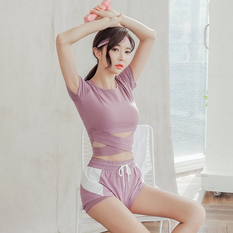 2 шт. спортивные костюмы для йоги Женская одежда бега спортивная свободного