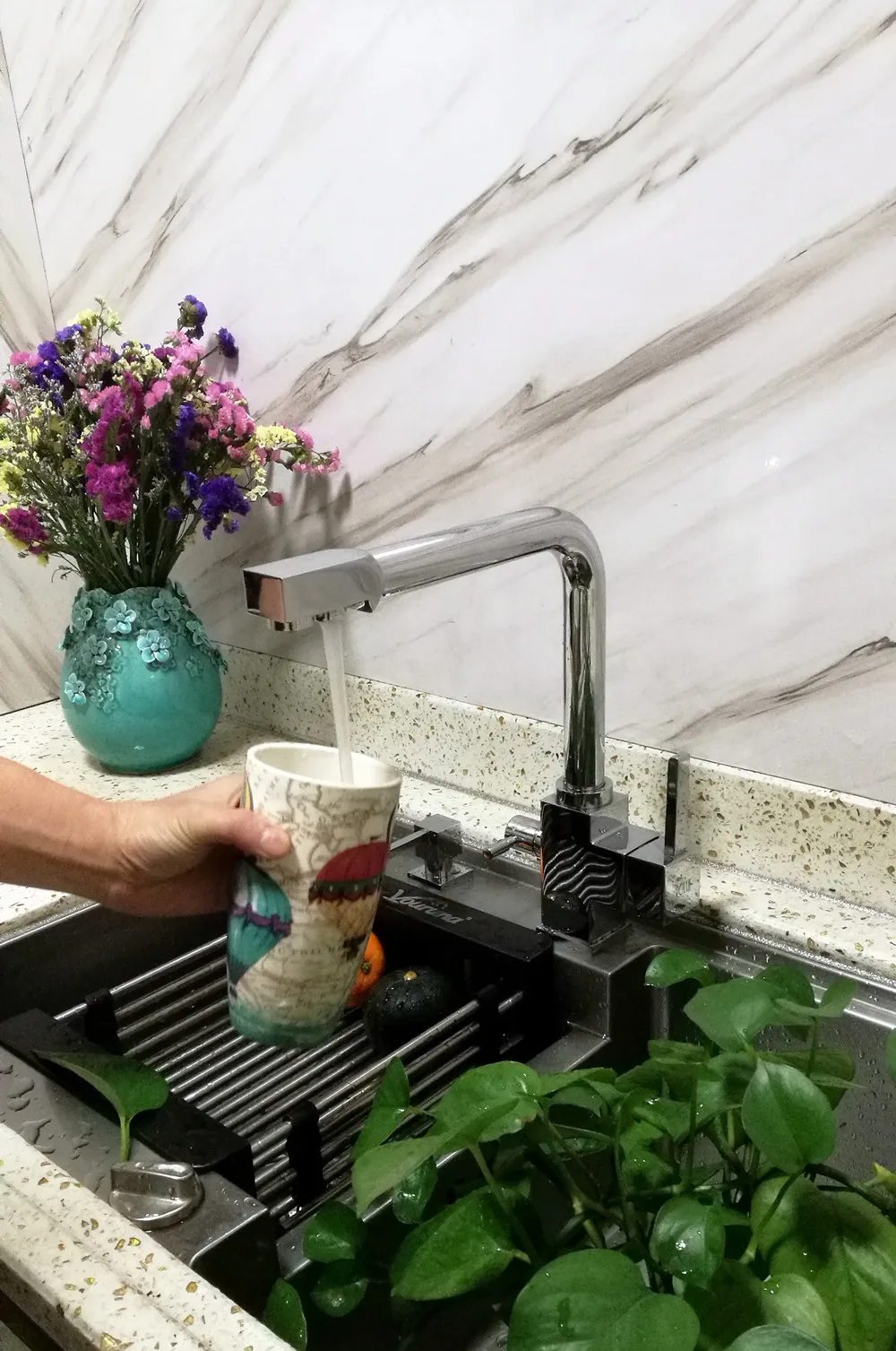 Квадратный поворотный кран VOURUNA с фильтром для чистой воды кухонный смеситель