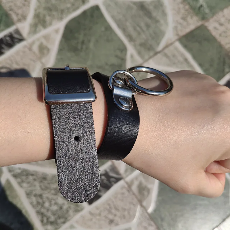 Большой чокер из искусственной кожи в стиле панк ожерелье с большим кольцом