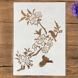 Трафареты формата а4 для рисования птиц, персиковый цветок, декоративные трафареты для раскраска для скрапбукинга, тиснильный альбом, 1 шт.