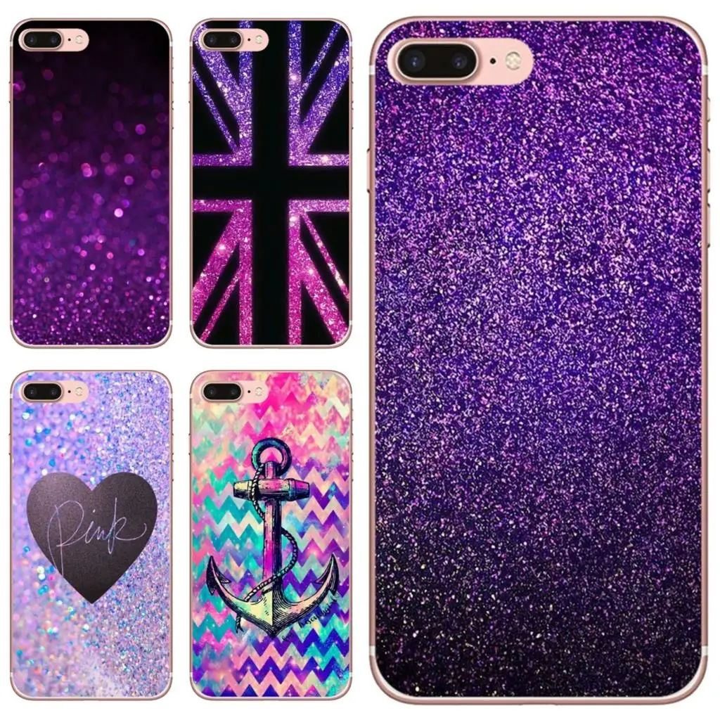

Soft Silicone Case Beautiful Purple Glitter Sparkles For iPhone 10 11 12 13 Mini Pro 4S 5S SE 5C 6 6S 7 8 X XR XS Plus Max 2020
