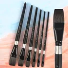 Кисть из беличьей шерсти для рисования акварелью, Профессиональная деревянная кисть для гуаши с плоским наконечником, с крючком для рисования