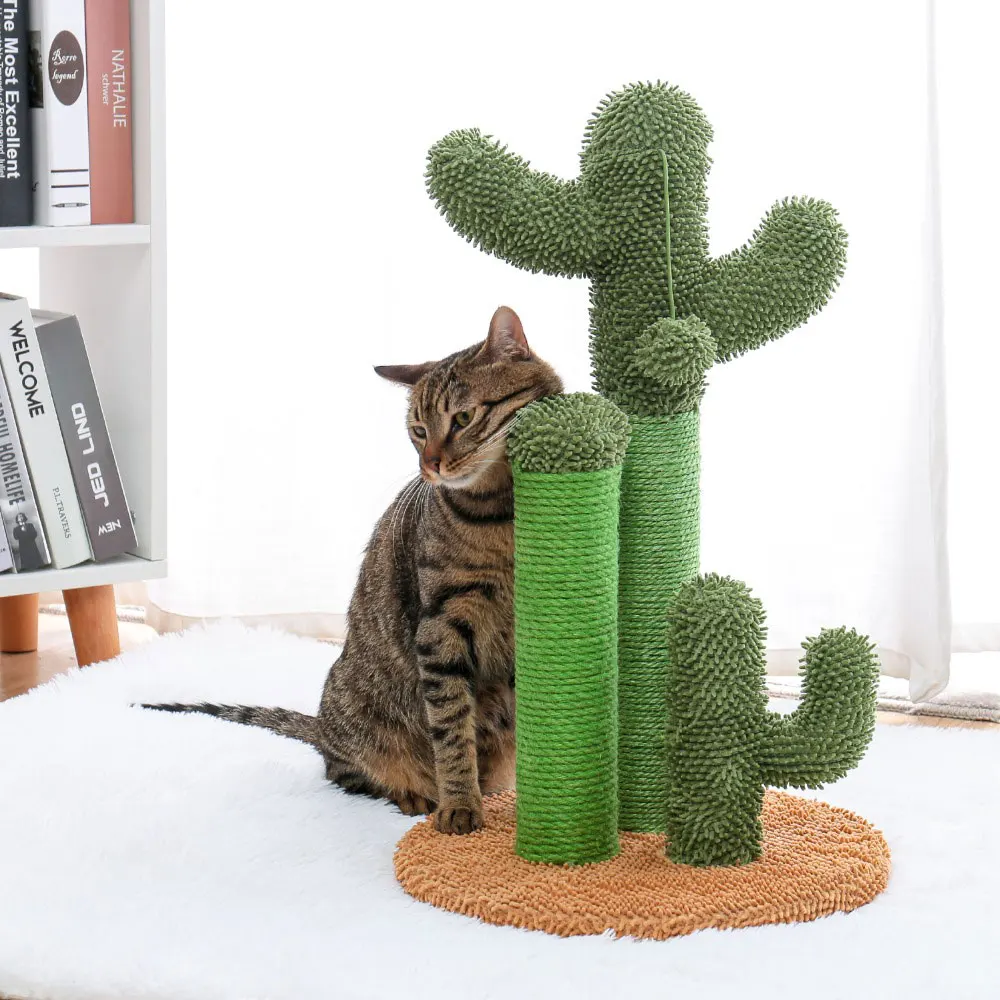

Cute Cactus Pet Cat Tree Toys with Ball Scratcher Posts for Cats Kitten Climbing Tree Cat Toy Protecting Furniture Fast Delivery