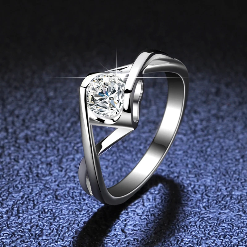 

925 sterling silver ring Mosan's drill Ring Fashion woman1ct diamond ring Diamond Angel's Kiss D-color Mosan diamond
