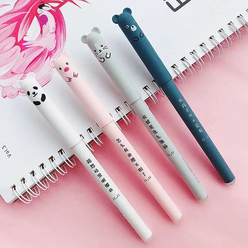 26Pcs/Lot Animals Erasable Pen 0.35mm Cute Panda Cat Pens Washable Handle Gel Pen 0.35 mm Refill Rods School Kawaii Stationery images - 6