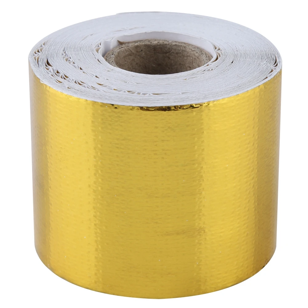 

1 Roll Golden Car Aluminum Foil Adhesive Reflective Heat Shield Wrap Tape ( 9m * 5cm) Adhesive Tape