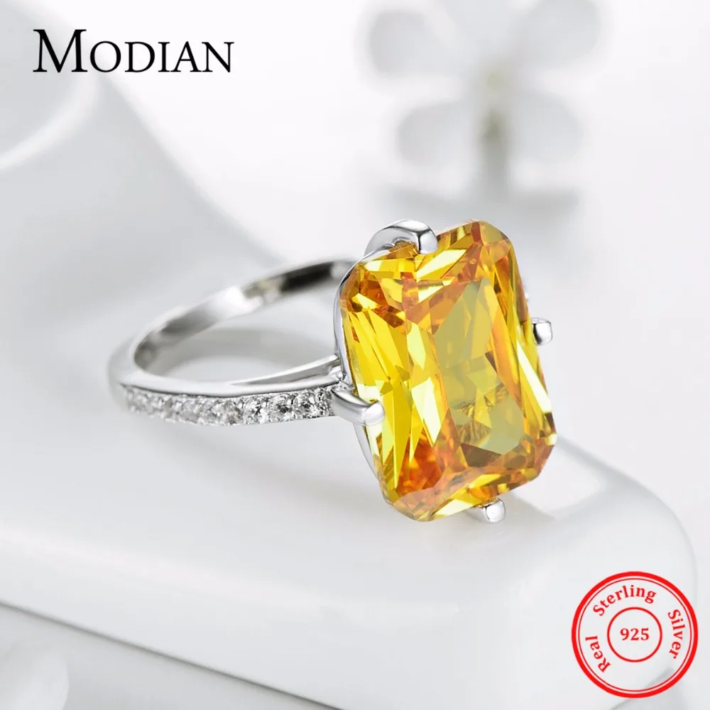 Modian Hot 100% 925 пробы Серебряное желтое ослепительное кольцо CZ для женщин