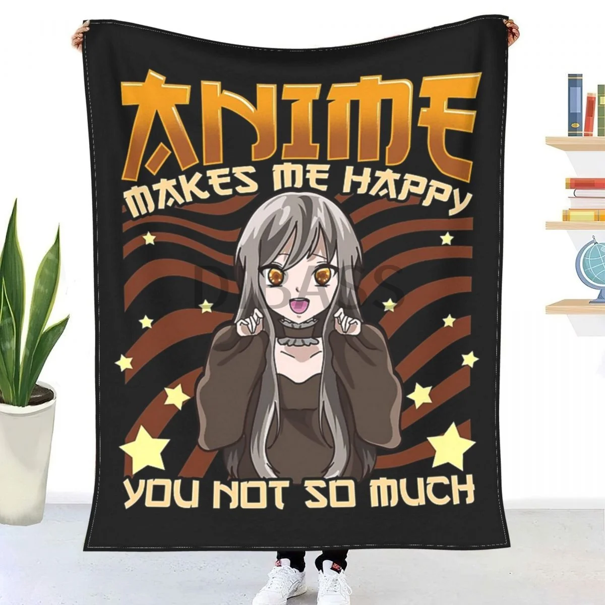 

Anime Makes Me Happy, You Not So Much Funny Pun Throw Blanket 3D Printed Flannel Throw Blankets