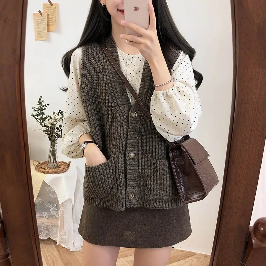 S XL, Новая Винтажная рубашка в горошек, женские топы, женские блузки с длинными рукавами для девочек, большие размеры, осенние женские блузки, femme Blusas
