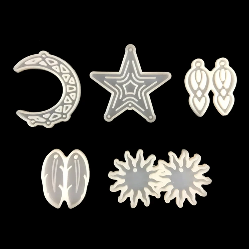 

5 Pieces Conventional Shape Nice Pendant Resin Mold Eardrop Silicone Moulds DIY