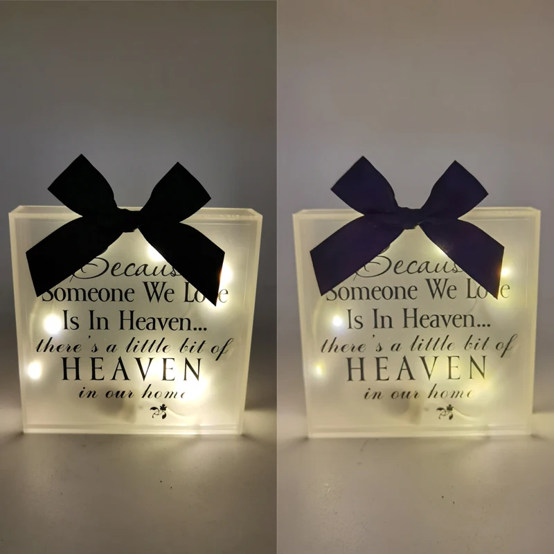 

2020 Limited Someone We Love Is In Heaven Luminous Memorial Blocks Ornament Home Decoration Figurines Miniatures For Love