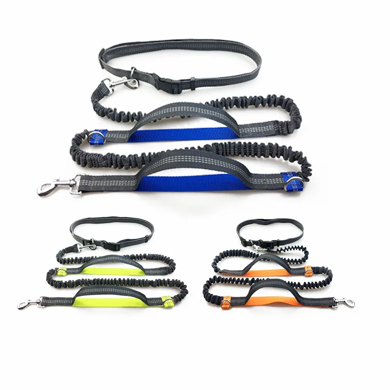 

Adjustable Dogs Leash Running Elasticity Hand Freely Nylon Pet Products Dogs Harness Collar Jogging Lead and Waist Rope