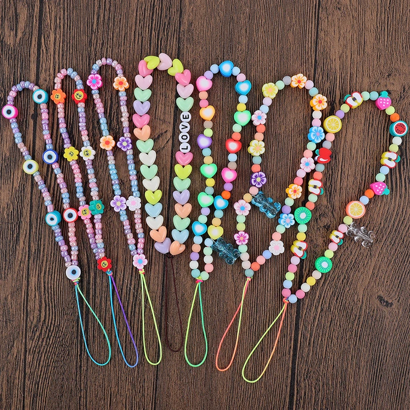 

Fashion Popular Resin Ceramic Beads Mobile Phone Chain for Women Cute Sweet Macarons Colors Mobile Phone Lanyard Accessories