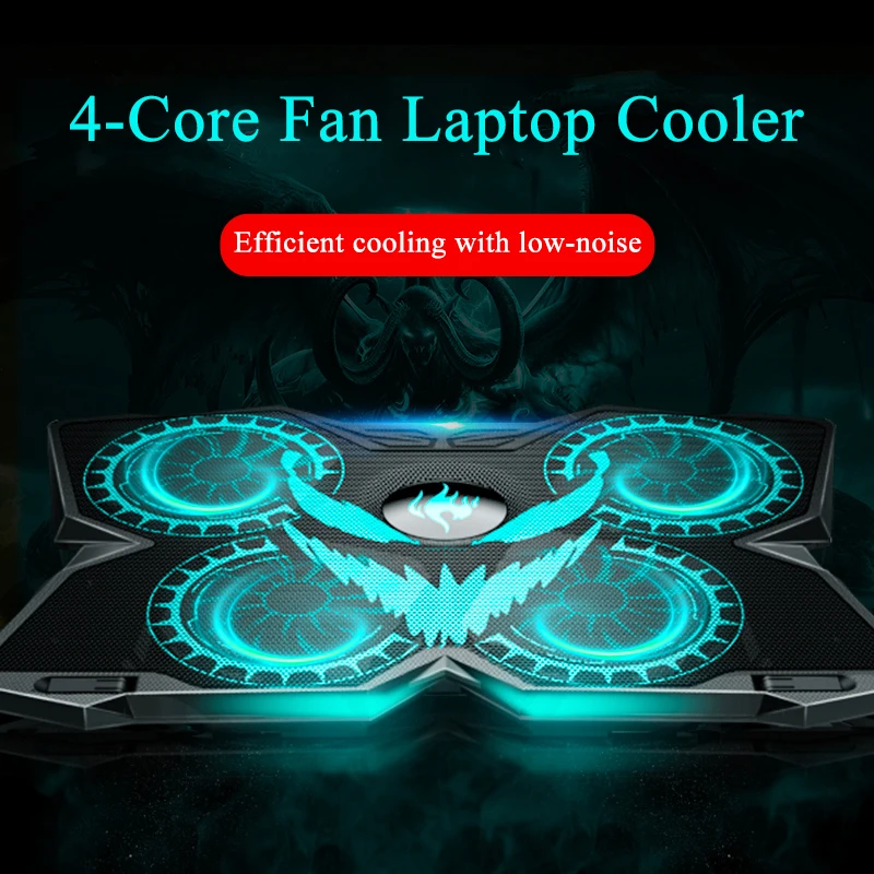

18 Inch Gaming Laptop Cooler Four Fan Led Screen Dual USB Port 1400 RPM Laptop Cooling Pad with Stand Function for Laptop