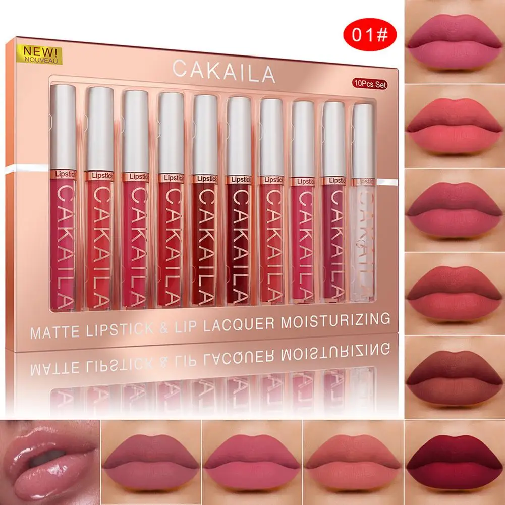 

CAKAILA 10 PCS Lipstick Women Fashion Matte Velvet Lipstick Set Moisturizer Sexy Lip Stick Makeup Beauty Cosmetic
