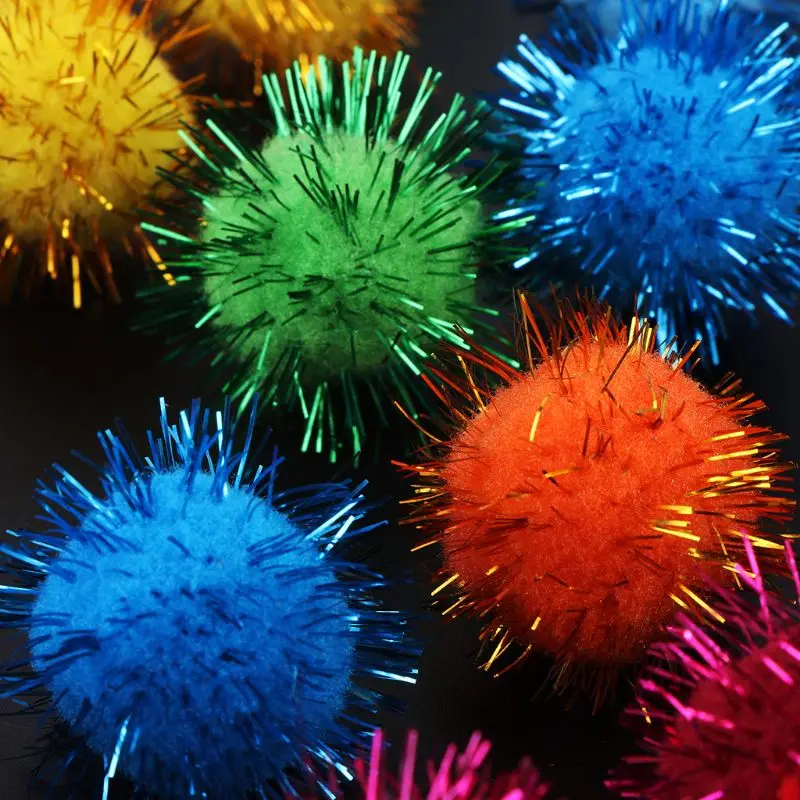 

100Pcs 30mm Mini Fluffy Soft Pom Poms Pompoms Glitter Ball Handmade Kids Toys DIY Sewing Craft Supplies Mixed Color