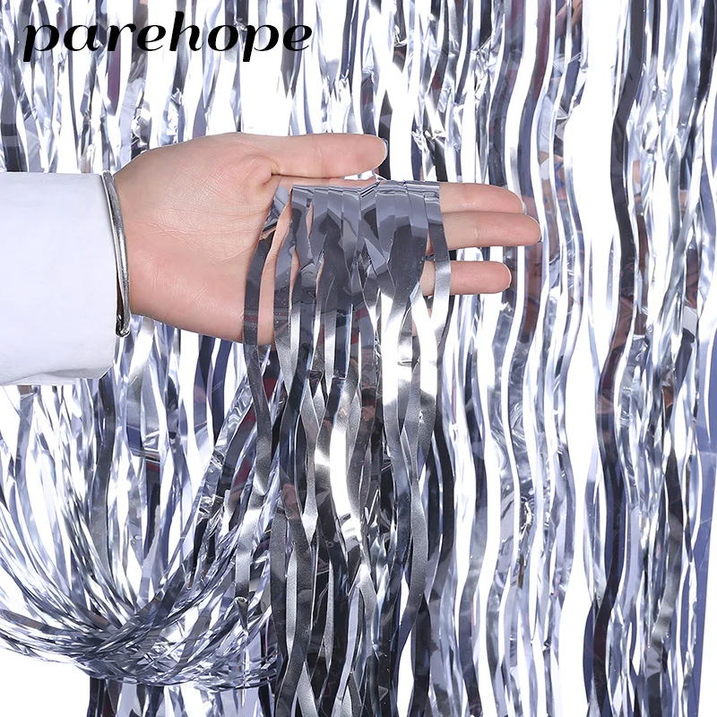 Wave на день рождения вечерние фон шторы мишура Fringe фольги волнистой Форма занавес