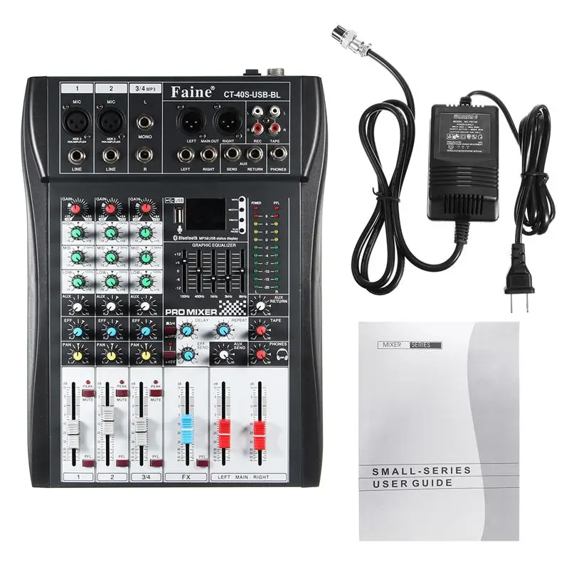 LEORY Profissional bluetooth 4 канала смесителя DJ контроллер с USB светодиодный Экран металлический DJ Mezclador диджейский пульт Беспроводной для аудио