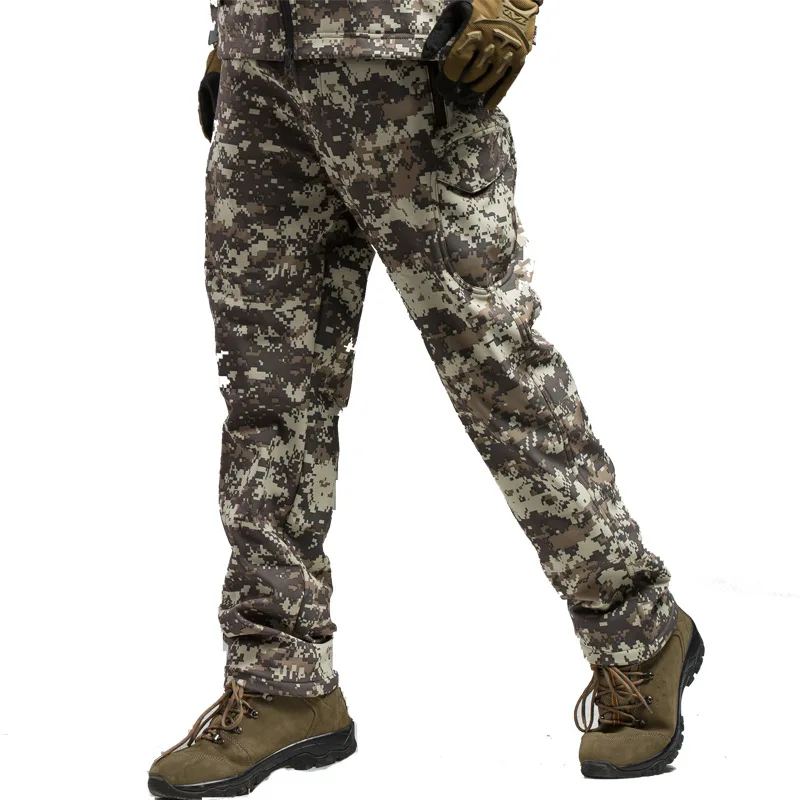 Водонепроницаемые мужские походные зимние теплые флисовые брюки из кожи акулы