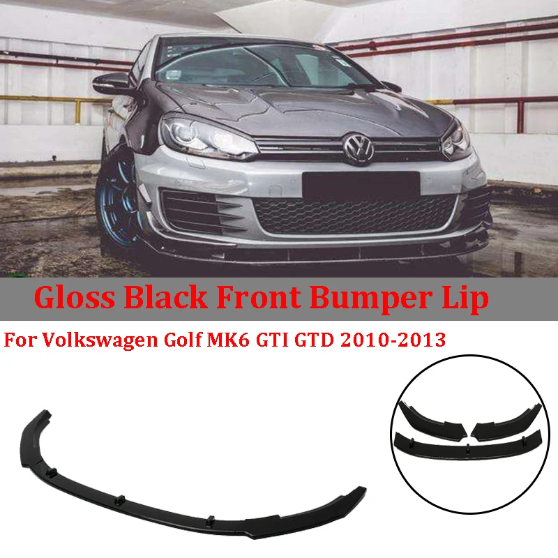 3 шт. передний бампер спойлер для сплиттер Volkswagen Golf MK6 GTI GTD 2010 2013 Чехол протектор