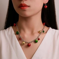 new fashion christmas necklace color bell bracelet earrings christmas ornaments christmas series set xmas gift for girls