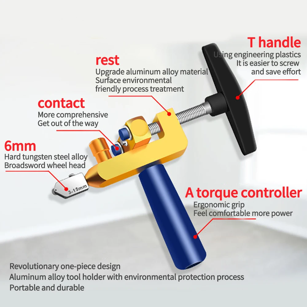 

High-Strength Glass Cutter Tile Handheld Multi-Function Portable Opener Home Glass Cutter Diamond Cutting Hand Tools