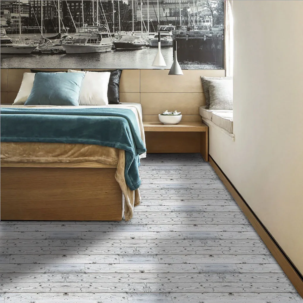 

1/2/4pcs Adhesive Floor PVC Floor Sticker Retro Self Roll Brick 20x300CM Line Pattern Bedroom Ground PVC Removable Wall Sticker