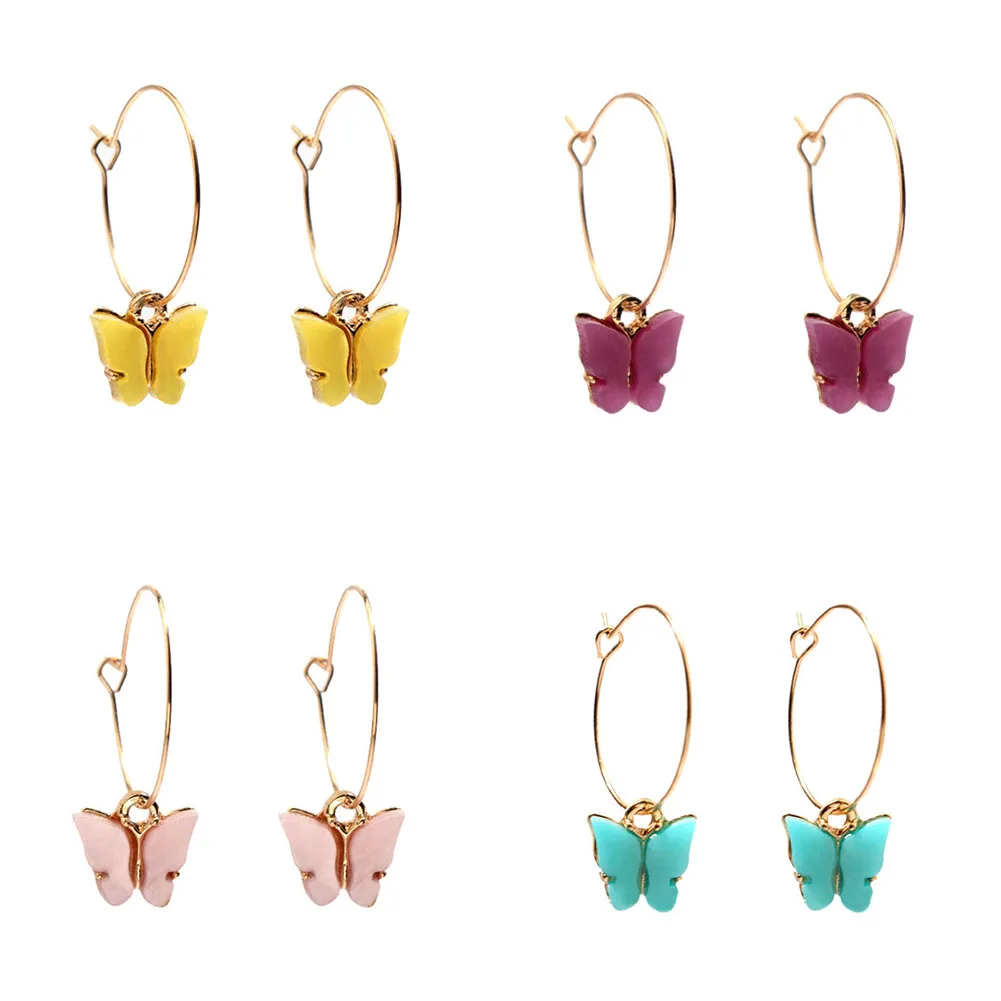 Flatfoosie Korean Acrylic Butterfly Earrings For Women Cute Insect Statement Girls Kids Fashion Jewelry Wedding Gifts | Украшения и