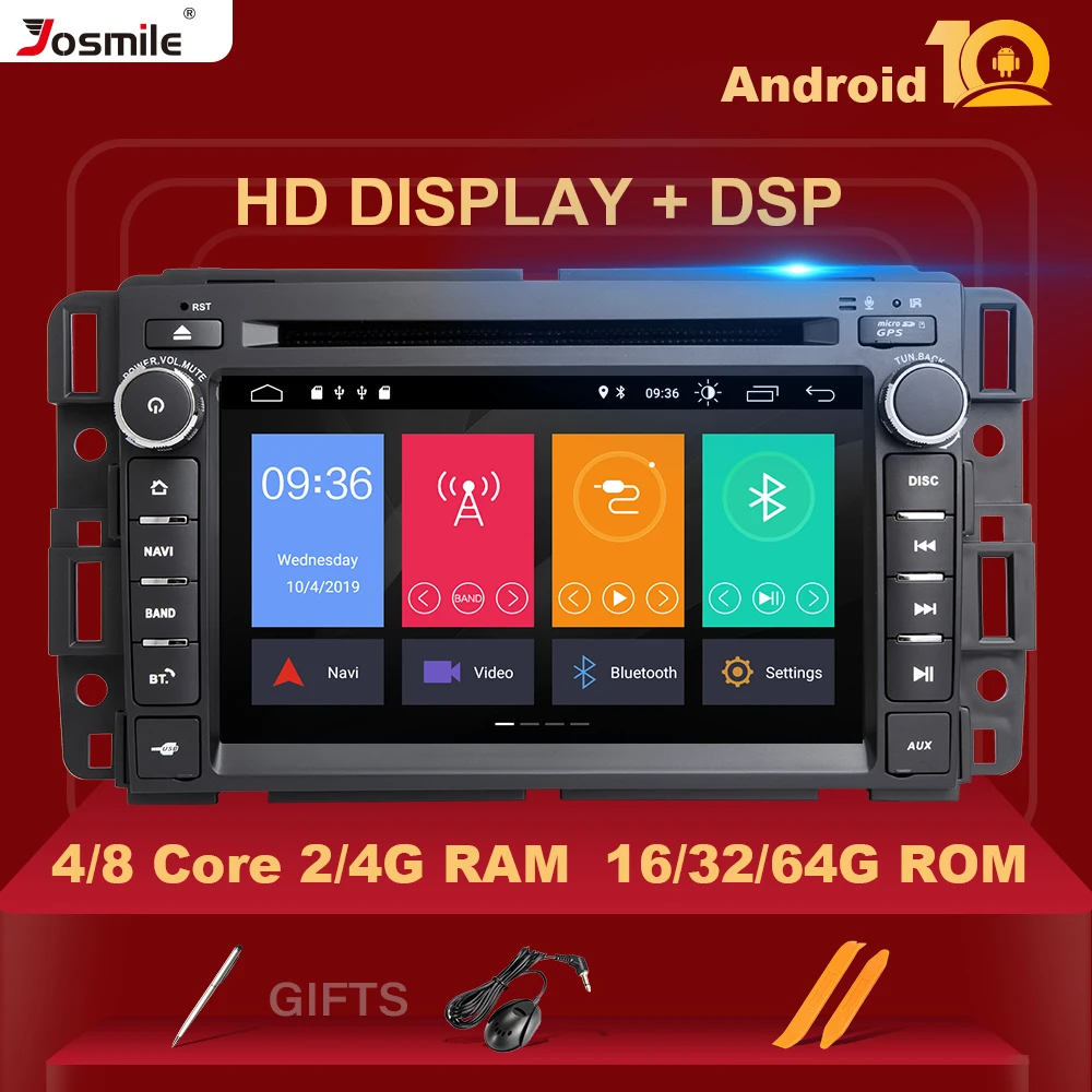 Автомобильный DVD проигрыватель IPS 4 Гб 2 din Android 10 для GMC Chevrolet Chevy Yukon Sierra taрезера