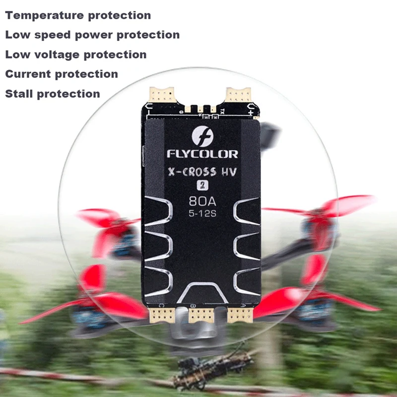 Качество FLYCOLOR X-Cross HV2 80A Blheli 32 5-12S DSHOT1200 бесщеточный ESC поддержка телеметрии для FPV