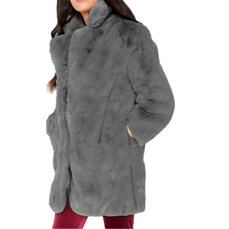 Autumn Winter Women's Fur Coat Fashion  Fake Fur Long Jackets Loose American Women Fur Outwear Warm Femme Mujeres T707