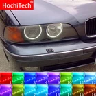 Налобный фонарь для BMW 1995-2000 E39 5 Series, аксессуары для предварительной подводной съемки, разноцветный RGB светодиодный ангельские глазки, кольцевой глаз, Радиочастотный пульт дистанционного управления