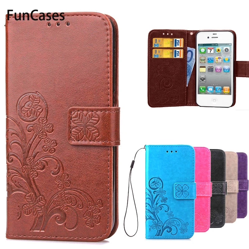 Роскошный чехол для iPhone 4S в виде книги кожаный бумажник + силиконовый флип