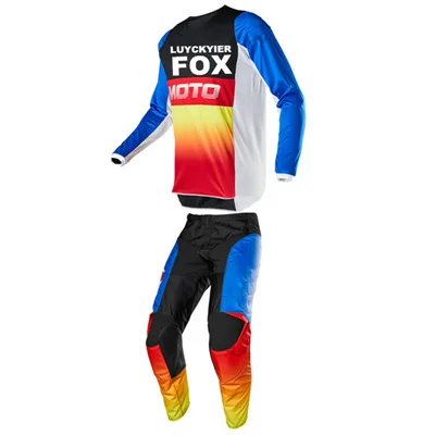 180 FYCE BLUE RED LUCKYIER FOX костюм для мотокросса 180 комплект передач Джерси брюки комбо Dirt Bike ATV MX одежда для внедорожных гонок - Цвет: 180 FYCE BLUE RED