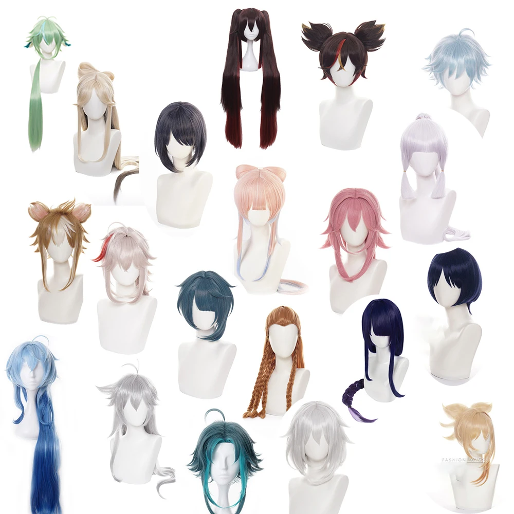 

Genshin Impact Yoimiya Kamisato Ayaka Baal Venti Cosplay Wigs Keqing Zhongli Xiao Kujo Sara Hair Anime Dress up Free wig cap