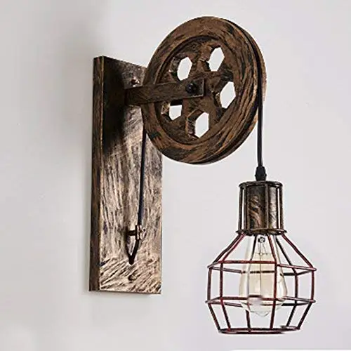 

Vintage Home Sconce Light Loft Retro Wall Lamp Lifting Pulley Wall Light Industrial Style Iron Lanterns Suspension Pendant Light