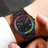 multicolor mens watch top brand for men women luxury iced out watch gold crystal calendar fashion wrist watch relogio masculino