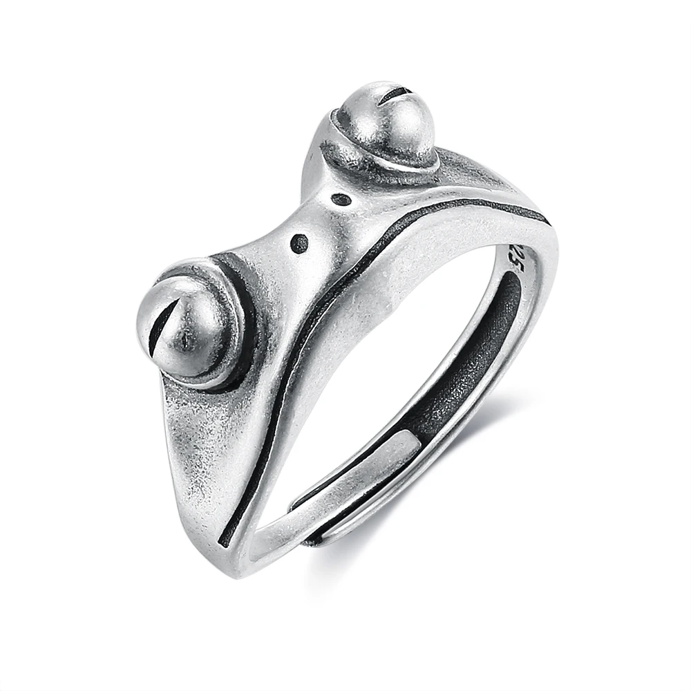 

ZEMIOR Sterling Silver 925 Jewelry Vintage Punk Animal Ring Men Cute Frog Open Adjustable Rings For Women Exquisite Accessories