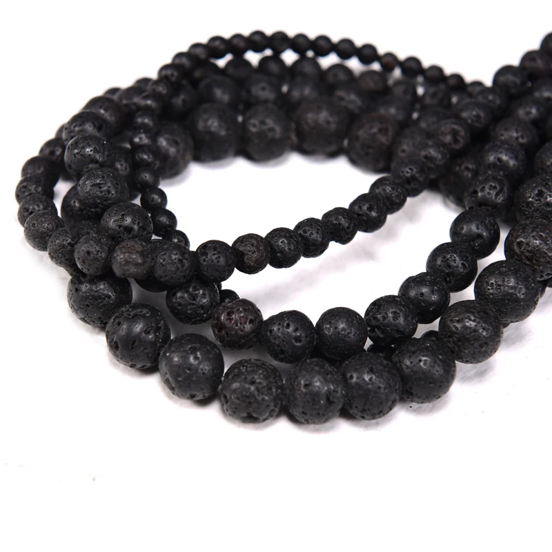Натуральный черный вулканическая лава камень Свободные Spacer Бусины для рукоделия